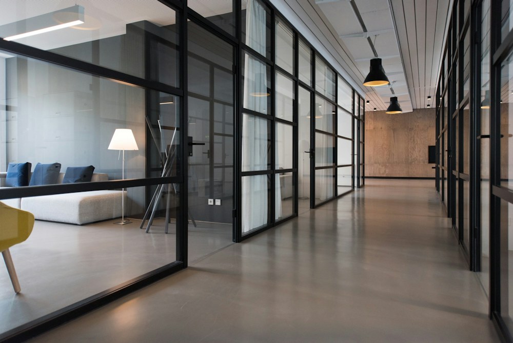 Contemporary architecture with glass walls and natural light